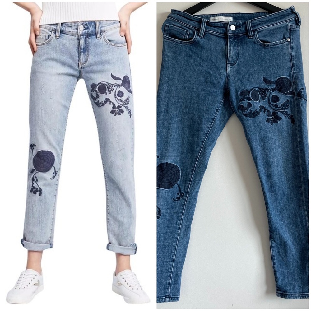Pilcro The Letterpress Hyphen Floral Embroidered Jeans